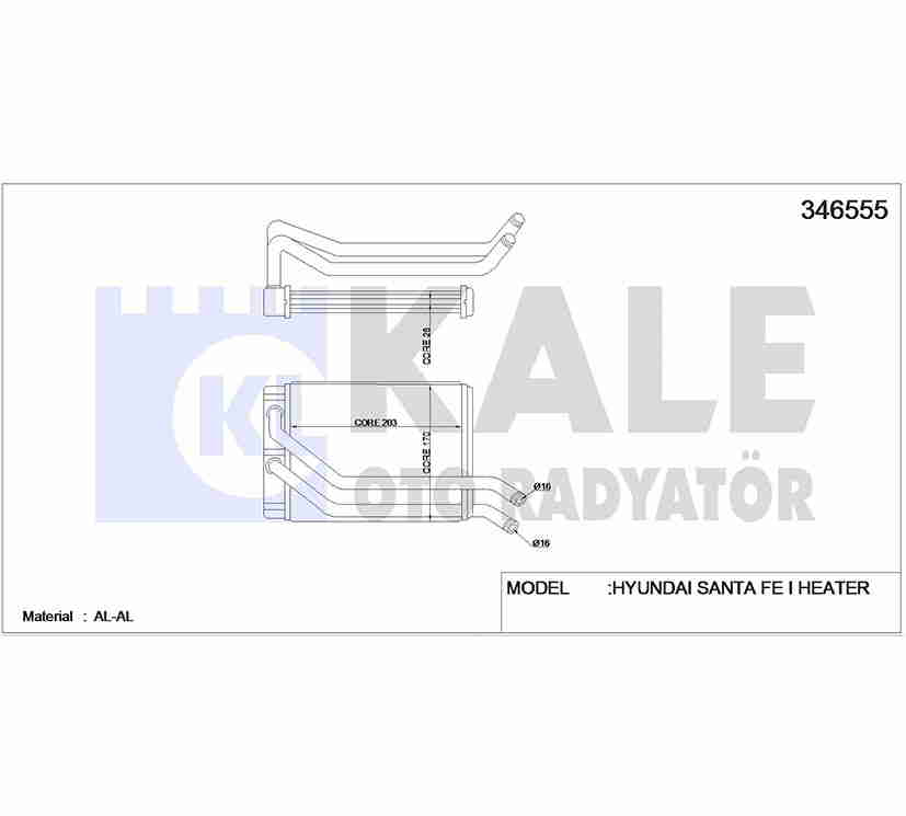 Hyundai Santa Fe Kalorifer Radyatörü 2001-2006 (2001-2006) OEM 97227-26000 Hyundai Santa Fe Kalorifer Radyatörü 2001-2006 (2001-2006) OEM 97227-26000